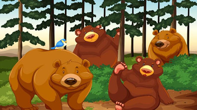 坐在蓝星星上的棕熊