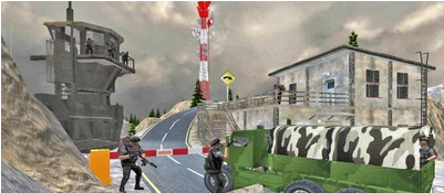 军用卡车检查站