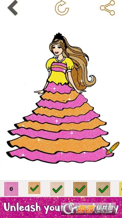闪光公主绘画本Princess Glitter Coloring Book APP