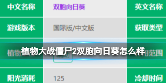 《植物大战僵尸2》双胞向日葵怎么样 双胞向日葵数据图鉴大全